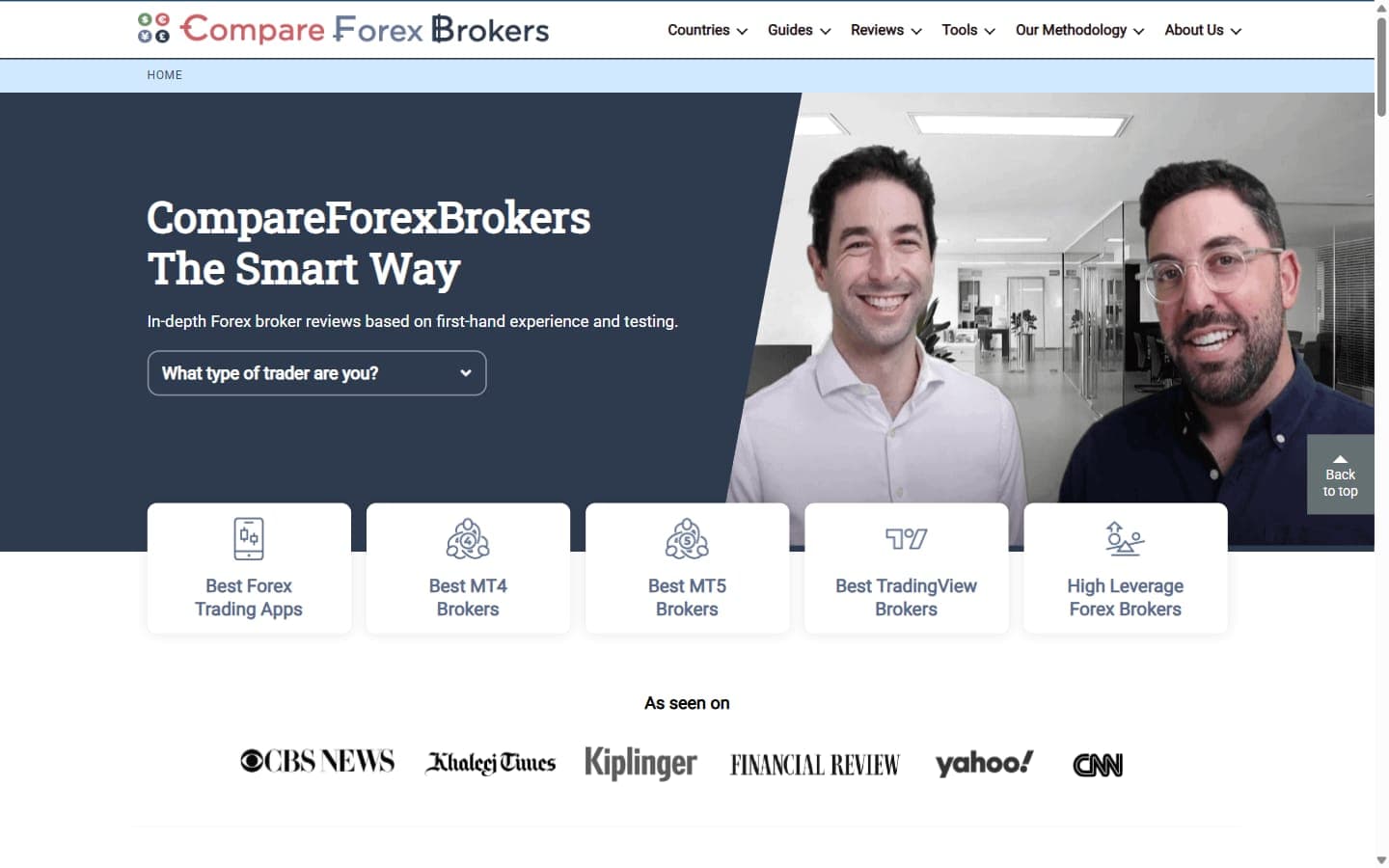 Screenshot of Compare Forex Brokers